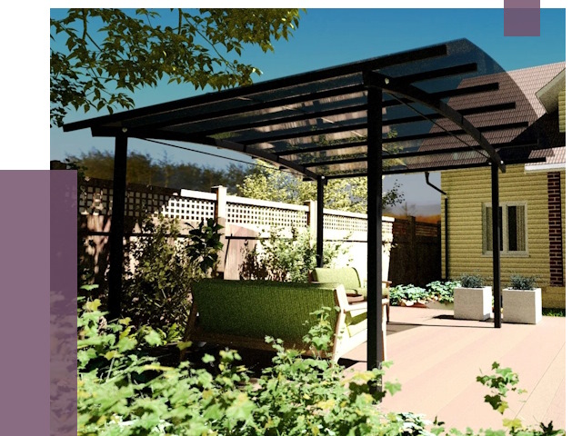 Навесы для террасы в Чапаевске от 13024 руб. под ключ | ПРОЛЁТ-Чпв