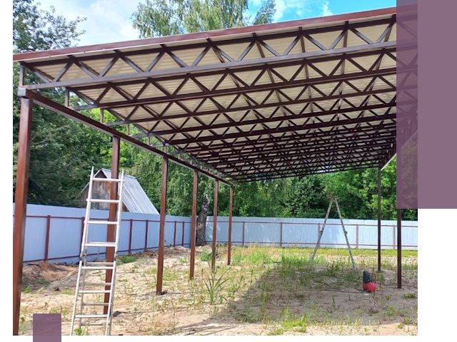 Односкатные навесы под ключ в Чапаевске — изготовление и монтаж