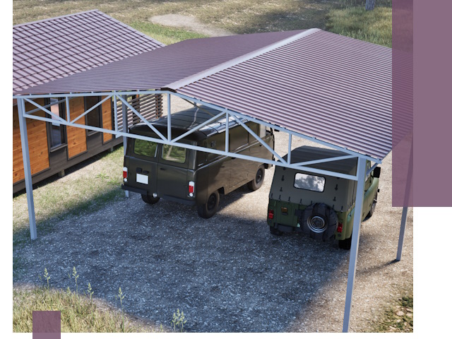 Двускатные навесы под ключ в Чапаевске — изготовление и монтаж